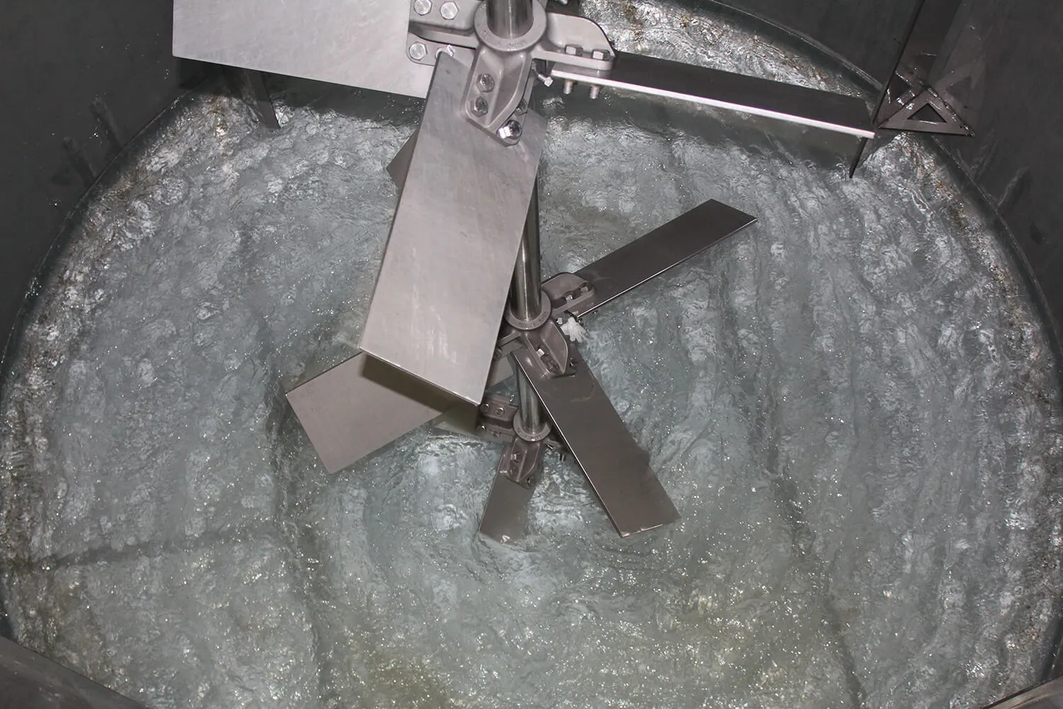 Inside one of Fleetchem's stainless steel blending tanks